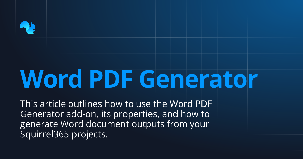 Word PDF Generator | Learn - Squirrel365